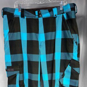 Mens Burton Blue and Black Checked Ski Pants (Size XL)
